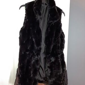 WHBM faux fur black vest